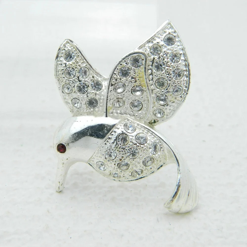 Rhinestone Bird Brooch